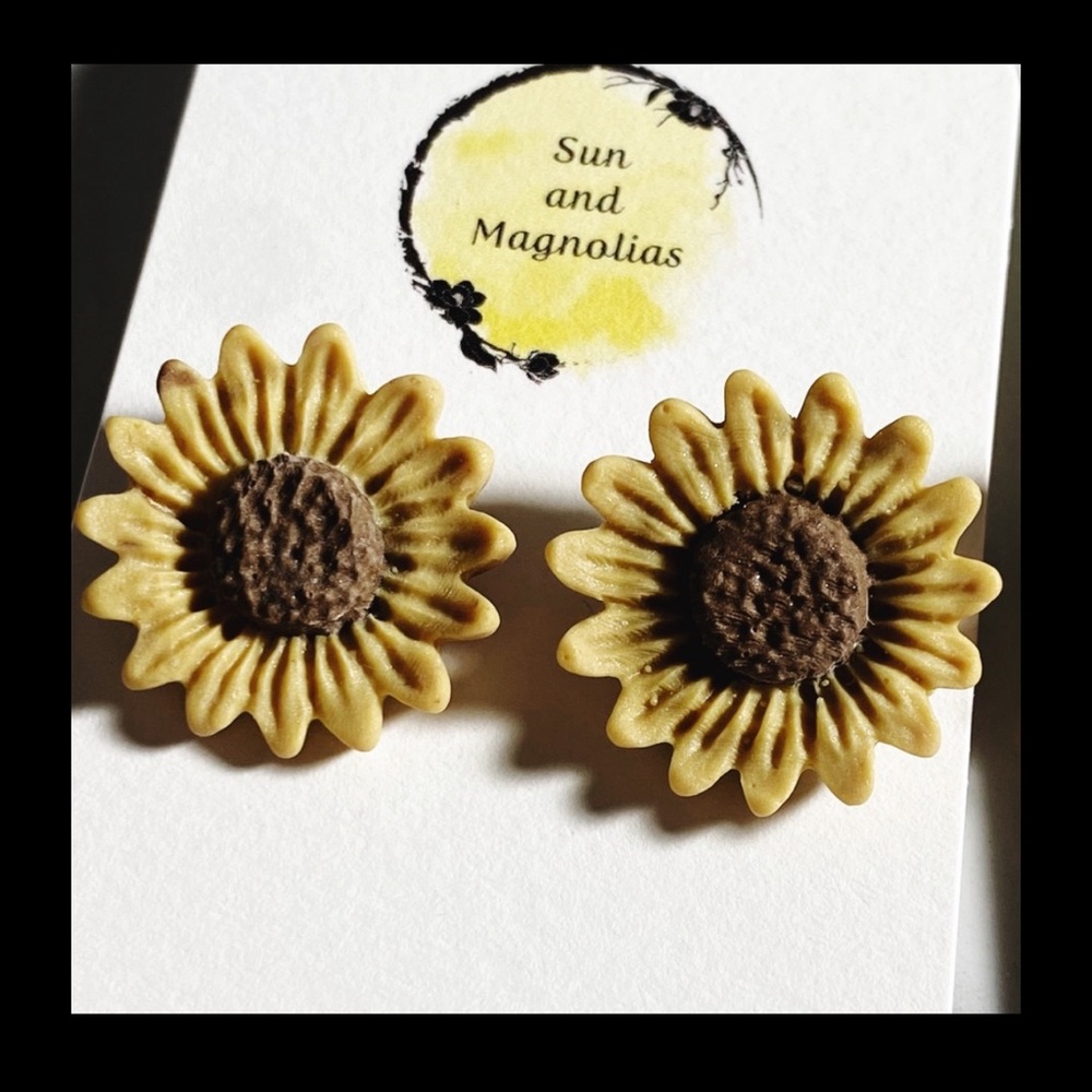Sunflower Clay Earrings